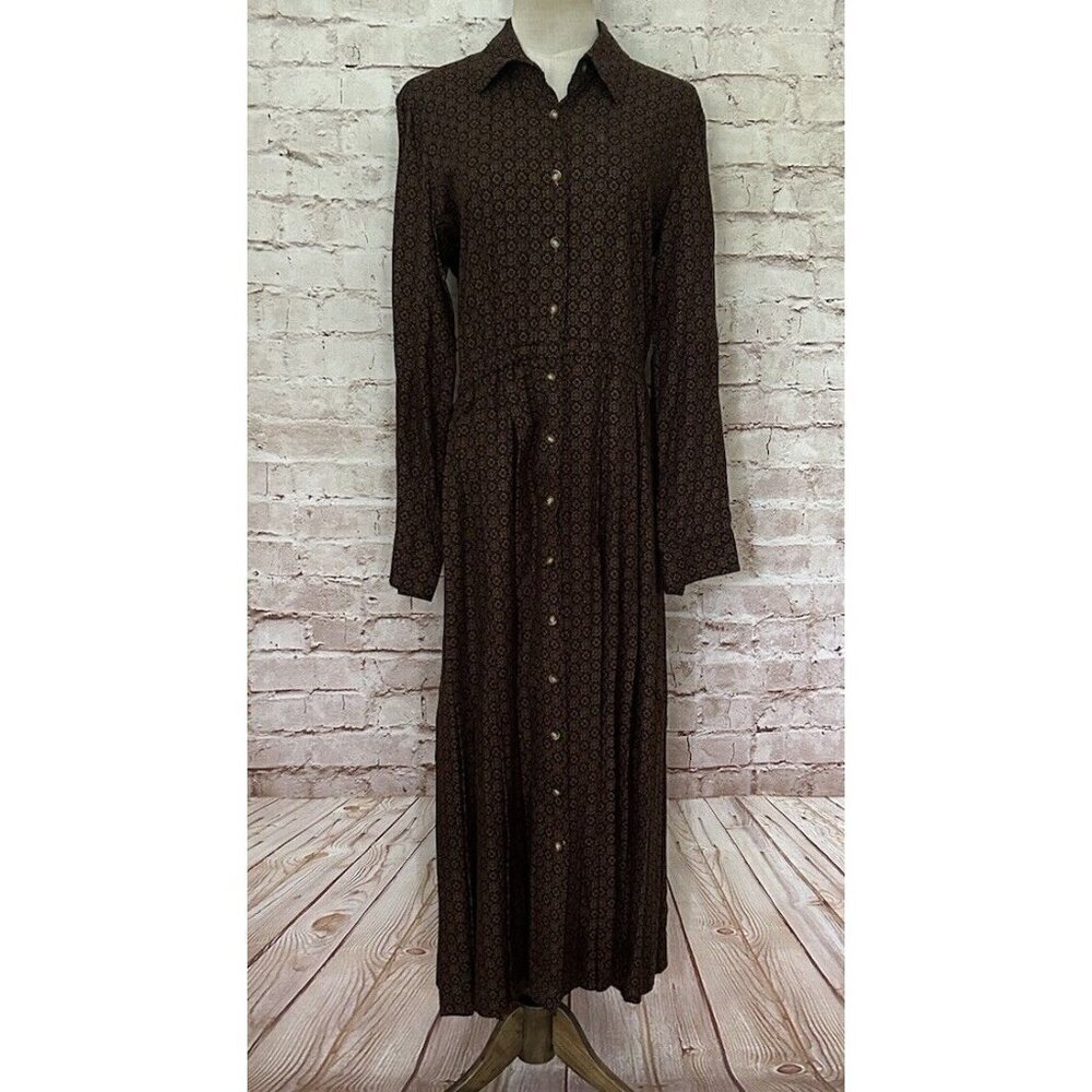 Orvis Vintage Midi Dress Pleated Size 8 Medallion Academia Modest Classic